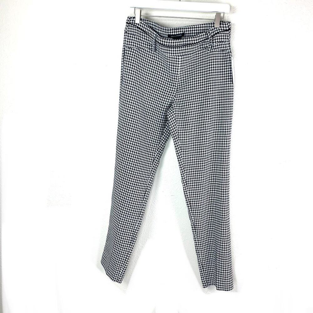 Zac And Rachel Womens Black White Houndstooth High Rise Dress Pants Size 8